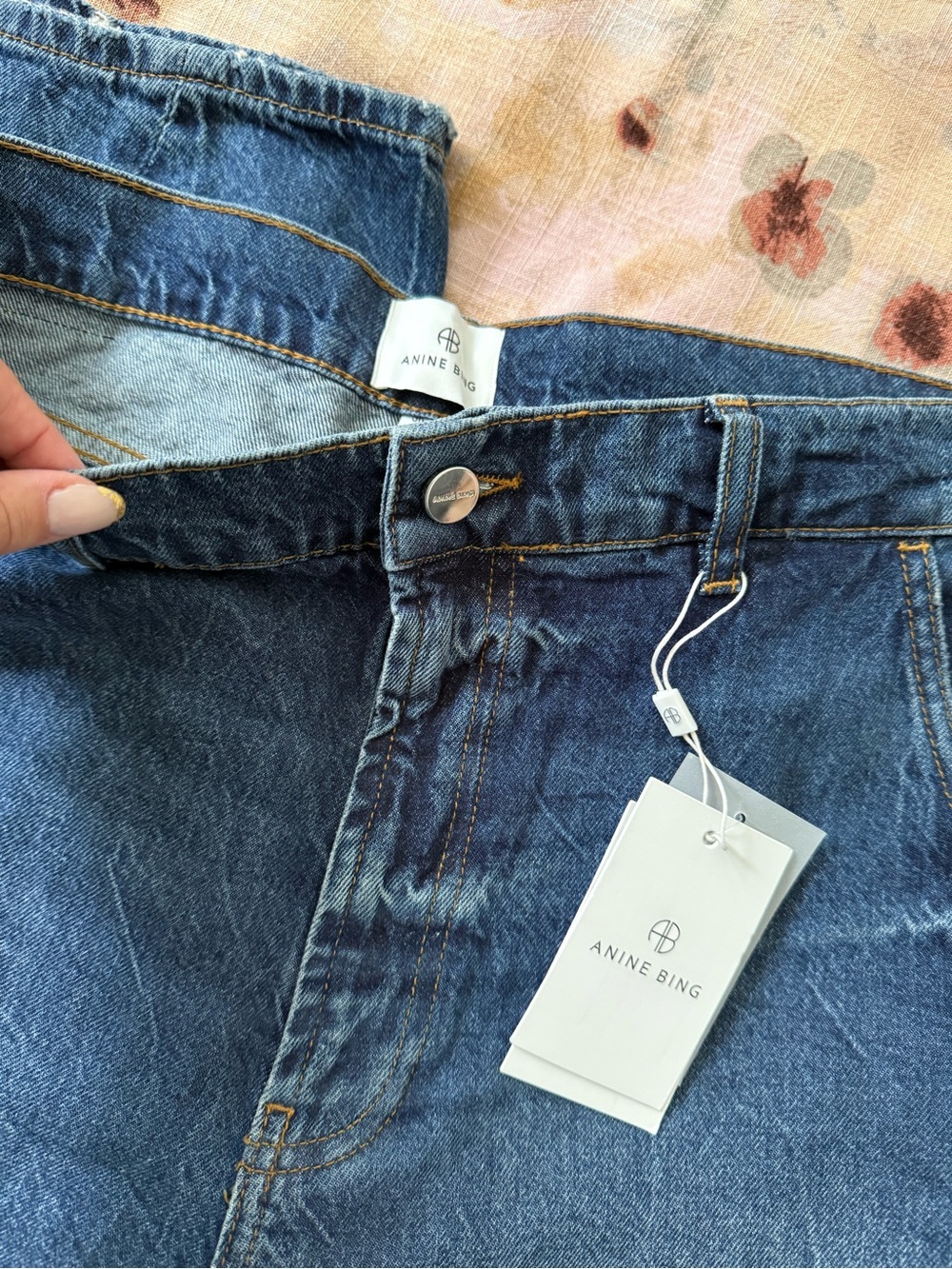 Anine Bing Mid-Blue High-Rise Wide-Leg Jeans - Picture 2 of 4